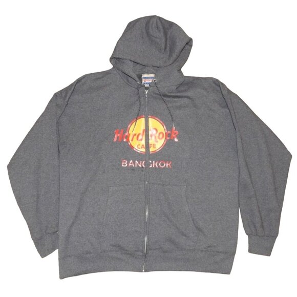 Vintage 1990s Hard Rock Cafe Bangkok Full Zip Hoodie Sweatshirt Men's 2XL - Picture 1 of 5